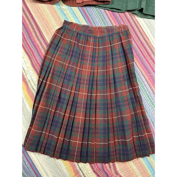 Vintage 80s plaid pleated outfit Corduroy jacket set 3pc Matching Set Sz 9 26” W - Picture 13 of 16